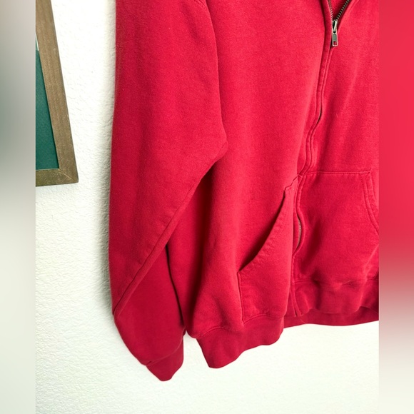 Oakley Red Fleece Hoodie Sweatshirt Full Zip Logo Graphic Size M - Picture 4 of 7